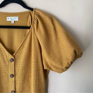 Madewell button front short sleeve Dress in Mustard/Ochre NWOT